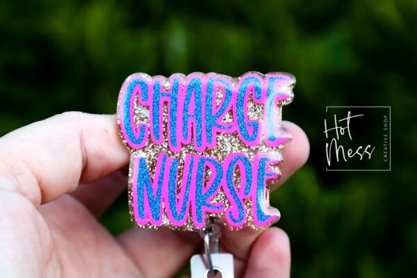 il_fullxfull.7357661940_lbyj Charge Nurse Funny Glitter Badge reel, badge ID, Retractable ID, Lanyard Badge Holder, Nurse Gift