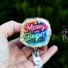 Merry and Bright Badge Reel, Christmas Badge Reel, Nurse Badge Reel, Retractable ID Holder, Interchangeable, Glitter Badge Reel, Neon Badge