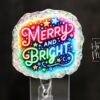Merry and Bright Badge Reel, Christmas Badge Reel, Nurse Badge Reel, Retractable ID Holder, Interchangeable, Glitter Badge Reel, Neon Badge