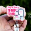 Pink Hang on there is no need to bleed Badge Reel, Funny Badge Reel, Labor and Delivery ID Holder, Retractable Acrylic Badge, Nurse Gift