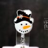 Snowman in a fancy hat Badge Reel, Christmas Badge Reel, Nurse Badge Reel, Retractable ID Holder, Glitter Badge Reel, Winter ID Holder