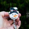 Snowman in a fancy hat Badge Reel, Christmas Badge Reel, Nurse Badge Reel, Retractable ID Holder, Glitter Badge Reel, Winter ID Holder