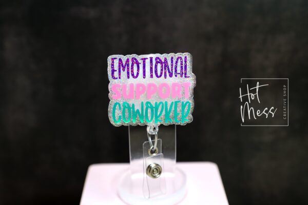 il_fullxfull.7358951804_j7l5 Emotional Support Coworker, Nurse ID Holder, Funny Badge Reel, Coworker Gift, Stocking Stuffer