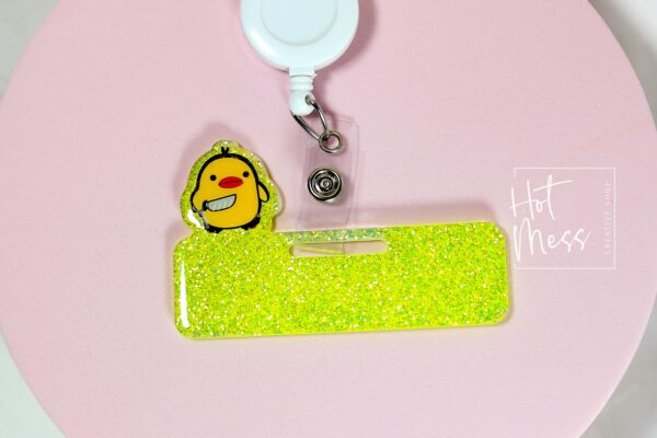 il_fullxfull.7359073364_9xhp Glitter Badge Topper, Badge accessories. Nurse ID Accessory, Stabby Duck, Badge Buddy topper