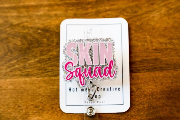 Dermatology Badge Reel: Skin Squad ID Holder for Nurses, Doctors - Retractable Work Lanyard Gift