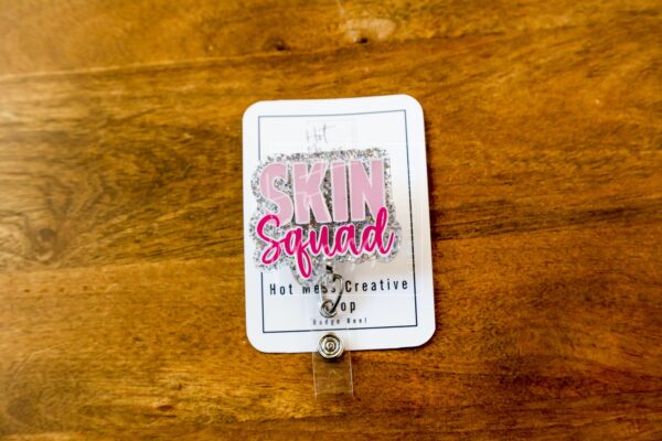 Dermatology Badge Reel: Skin Squad ID Holder for Nurses, Doctors - Retractable Work Lanyard Gift