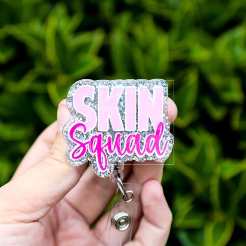 Dermatology Badge Reel: Skin Squad ID Holder for Nurses, Doctors - Retractable Work Lanyard Gift
