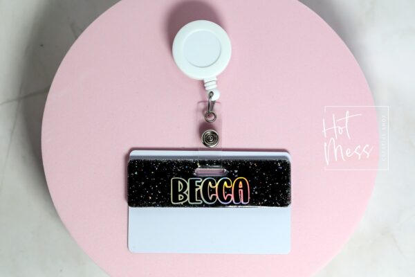 Glitter Custom Personalized Mini Badge Buddy, Hospital ID, Glitter Name Tag Flair
