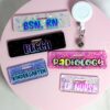 Glitter Custom Personalized Mini Badge Buddy, Hospital ID, Glitter Name Tag Flair
