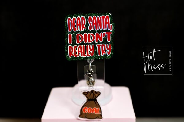 il_fullxfull.7362663542_5qew Christmas Badge Reel, Dear Santa, Nurse Badge Reel, Retractable ID Holder, Interchangeable, Glitter Badge Reel, Stocking Stuffer