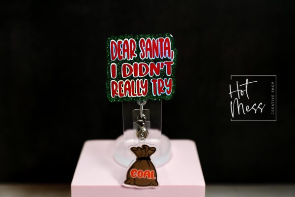 il_fullxfull.7362663552_rx0q Christmas Badge Reel, Dear Santa, Nurse Badge Reel, Retractable ID Holder, Interchangeable, Glitter Badge Reel, Stocking Stuffer