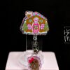 Christmas Badge Reel, Gingerbread House, Nurse Badge Reel, Retractable ID Holder, Interchangeable, Glitter Badge Reel, Stocking Stuffer