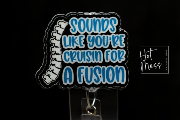 Funny Spinal Fusion Badge Reel: Retractable ID Holder for RN, Ortho, Medical Professionals
