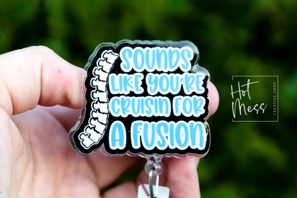 Funny Spinal Fusion Badge Reel: Retractable ID Holder for RN, Ortho, Medical Professionals