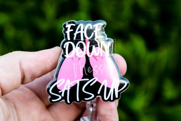 Funny Badge Reel, No Glitter Nurse Badge Reel, Respiratory Therapist Badge Reel, Face Down Sats Up ID Holder, ICU Nurse, Retractable Badge