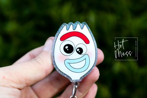 Funny Spork Badge Reel, RN id Holder, Retractable Acrylic Badge Reel, Nurse Gift, Funny Badge Reel, PEDS Nurse