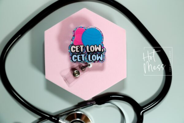 Labor and Delivery Badge Reel, Get Low Badge Reel, Retractable Badge Reel, Interchangeable Badge, L&D, Peanut Ball