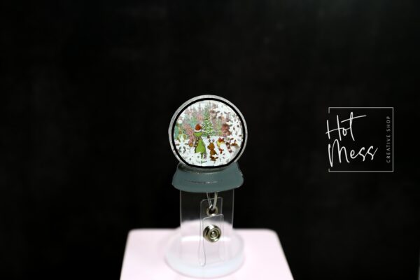 Snow globe Badge Reel, 3d Snowglobe Christmas Badge Reel, Nurse Badge Reel, Retractable ID Holder, Glitter Badge Reel, Winter ID Holder