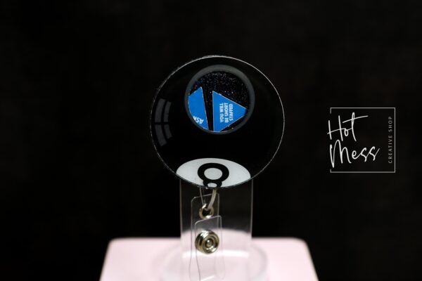Unmagic Eight Ball Badge Reel, Shaker Badge Reel, RN id Holder, Retractable Acrylic Badge Reel, Nurse Gift, Funny Badge Reel