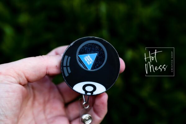 Unmagic Eight Ball Badge Reel, Shaker Badge Reel, RN id Holder, Retractable Acrylic Badge Reel, Nurse Gift, Funny Badge Reel