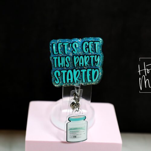 il_fullxfull.7363180338_35jg Witty Labor & Delivery Nurse Badge Reel - Let's get this party started, Pitocin Retractable, Interchangeable, Glitter Customizable ID Holder