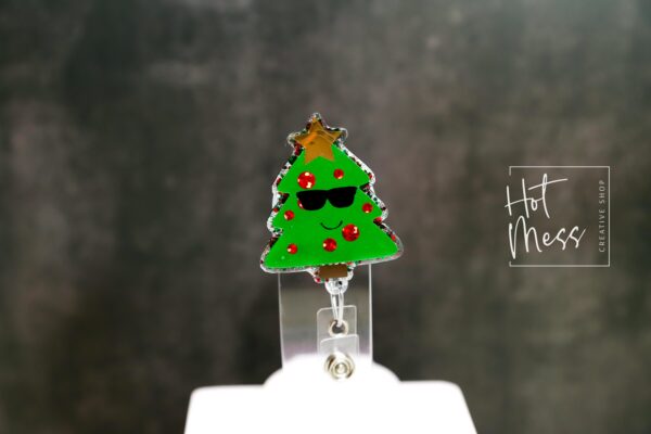 il_fullxfull.7363205116_a5ow Cute Christmas Tree Badge Reel, Christmas Tree Badge Reel, Funny Badge Reel, Retractable ID Holder, Interchangeable, Glitter Badge Reel