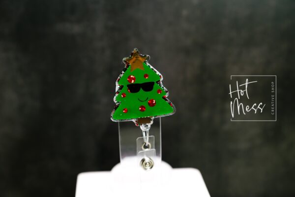 il_fullxfull.7363205118_5x6h Cute Christmas Tree Badge Reel, Christmas Tree Badge Reel, Funny Badge Reel, Retractable ID Holder, Interchangeable, Glitter Badge Reel