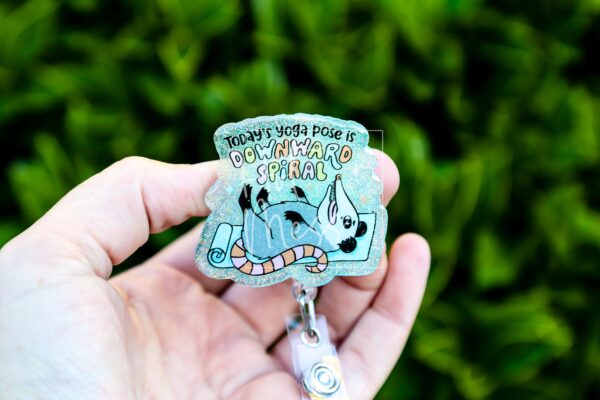 Downward Spiral, Funny Badge reel, ID Lanyard, Retractable Acrylic Badge Reel, Nurse Gift, Night Shift, dark humor gift, Stocking Stuffer