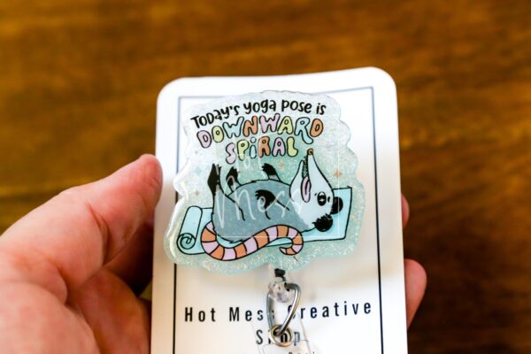 Downward Spiral, Funny Badge reel, ID Lanyard, Retractable Acrylic Badge Reel, Nurse Gift, Night Shift, dark humor gift, Stocking Stuffer