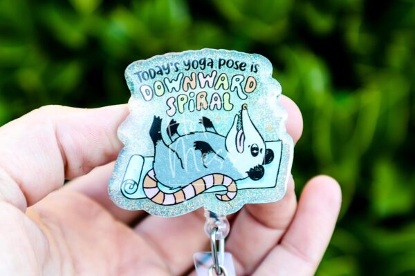 Downward Spiral, Funny Badge reel, ID Lanyard, Retractable Acrylic Badge Reel, Nurse Gift, Night Shift, dark humor gift, Stocking Stuffer