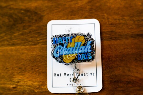 Happy Challah Days, Hanukkah Badge Reel, Nurse Badge Reel, Retractable ID Holder, Interchangeable, menorah, hanukkah gift