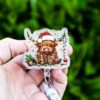 il_fullxfull.7374885303_6b3t Christmas Highland Cow badge reel, Interchangeable Badge Reel, Cute badge Reel, Teacher ID Holder Nurse Badge Holder, Stocking Stuffer