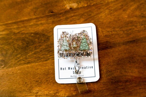 Let Heaven and Nature Sing Badge Reel, Christmas Badge Reel, Nurse Badge Reel, Retractable ID Holder, Interchangeable, Glitter Badge Reel