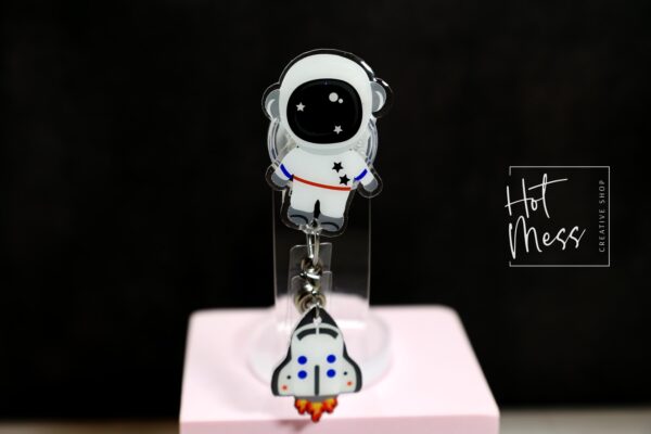 Astronaut Badge Reel, Personalized Space Badge ID, Science Retractable Lanyard, Teacher Badge, Scientist