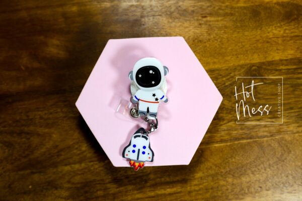 Astronaut Badge Reel, Personalized Space Badge ID, Science Retractable Lanyard, Teacher Badge, Scientist