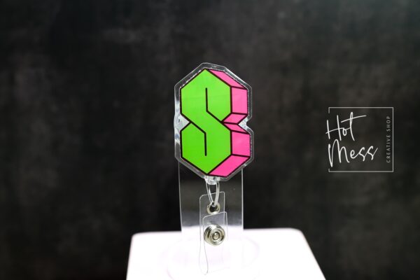 Graffiti s letter Badge Reel, 90's nostalgia Badge Reel, Retractable Badge Reel, Interchangeable Badge Reel