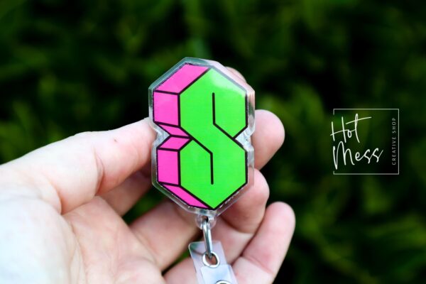 Graffiti s letter Badge Reel, 90's nostalgia Badge Reel, Retractable Badge Reel, Interchangeable Badge Reel