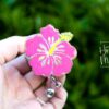 PINK Hibiscus Badge Reel, RN ID Holder, Retractable Acrylic Badge Reel, Nurse Gift, Teacher Lanyard, flower badge reel