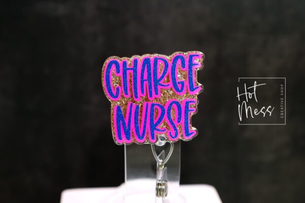 il_fullxfull.7405582259_5eo4 Charge Nurse Funny Glitter Badge reel, badge ID, Retractable ID, Lanyard Badge Holder, Nurse Gift