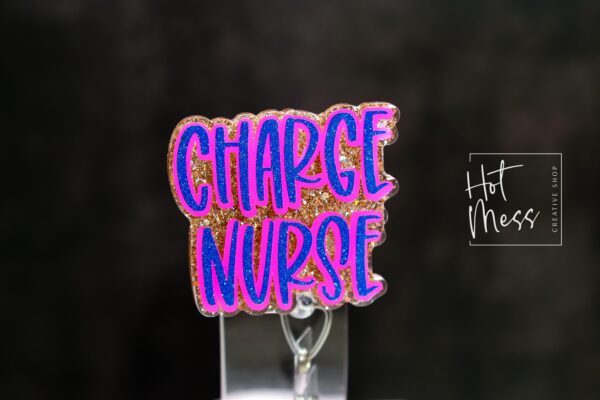 il_fullxfull.7405582295_56zo Charge Nurse Funny Glitter Badge reel, badge ID, Retractable ID, Lanyard Badge Holder, Nurse Gift