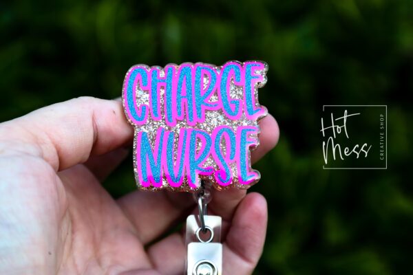 il_fullxfull.7405582299_d1rq Charge Nurse Funny Glitter Badge reel, badge ID, Retractable ID, Lanyard Badge Holder, Nurse Gift