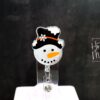 Snowman in a fancy hat Badge Reel, Christmas Badge Reel, Nurse Badge Reel, Retractable ID Holder, Glitter Badge Reel, Winter ID Holder