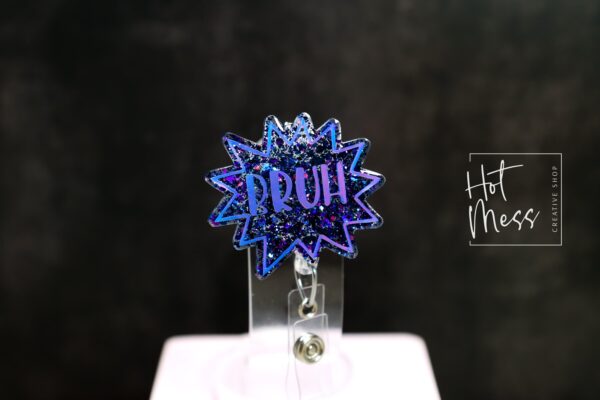 il_fullxfull.7406815979_641m Bruh Badge Reel, Funny Badge reel, RN ID Holder, Retractable Acrylic Badge Reel, Nurse Gift, Night Shift, Office Worker