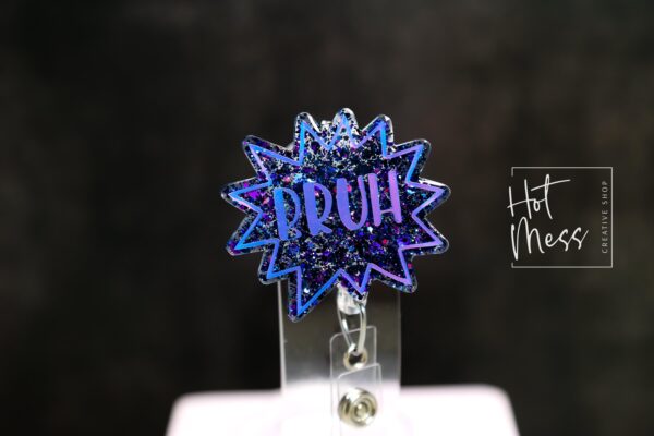 il_fullxfull.7406815989_9g8p Bruh Badge Reel, Funny Badge reel, RN ID Holder, Retractable Acrylic Badge Reel, Nurse Gift, Night Shift, Office Worker