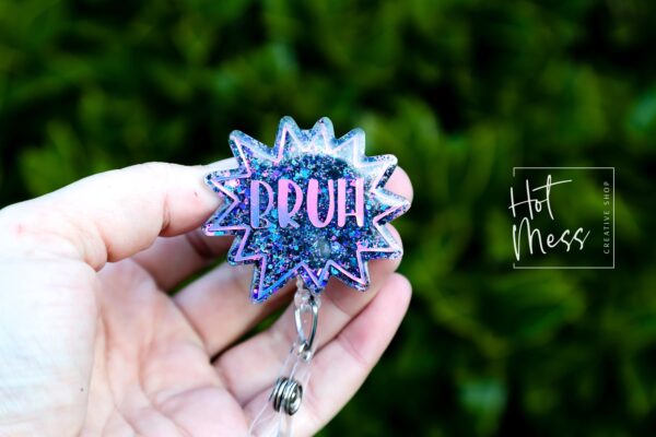 il_fullxfull.7406815997_mzep Bruh Badge Reel, Funny Badge reel, RN ID Holder, Retractable Acrylic Badge Reel, Nurse Gift, Night Shift, Office Worker