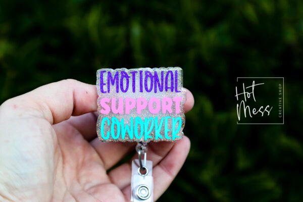 il_fullxfull.7406867049_fyt4 Emotional Support Coworker, Nurse ID Holder, Funny Badge Reel, Coworker Gift, Stocking Stuffer