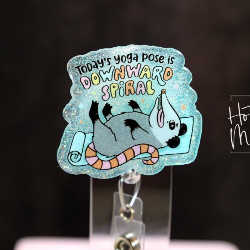 Downward Spiral, Funny Badge reel, ID Lanyard, Retractable Acrylic Badge Reel, Nurse Gift, Night Shift, dark humor gift, Stocking Stuffer