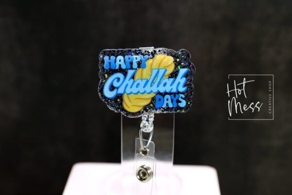 Happy Challah Days, Hanukkah Badge Reel, Nurse Badge Reel, Retractable ID Holder, Interchangeable, menorah, hanukkah gift