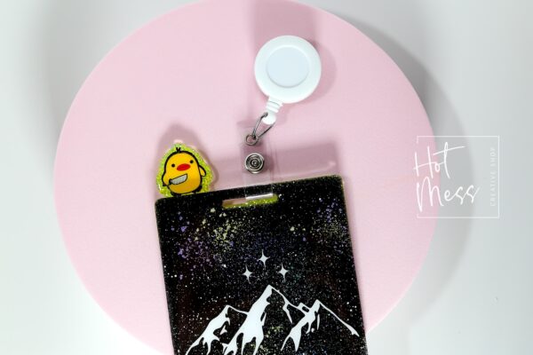 il_fullxfull.7406989823_q15e Glitter Badge Topper, Badge accessories. Nurse ID Accessory, Stabby Duck, Badge Buddy topper