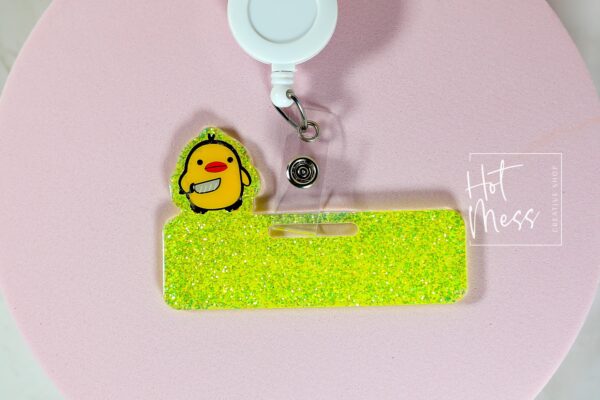 il_fullxfull.7406989837_crue Glitter Badge Topper, Badge accessories. Nurse ID Accessory, Stabby Duck, Badge Buddy topper